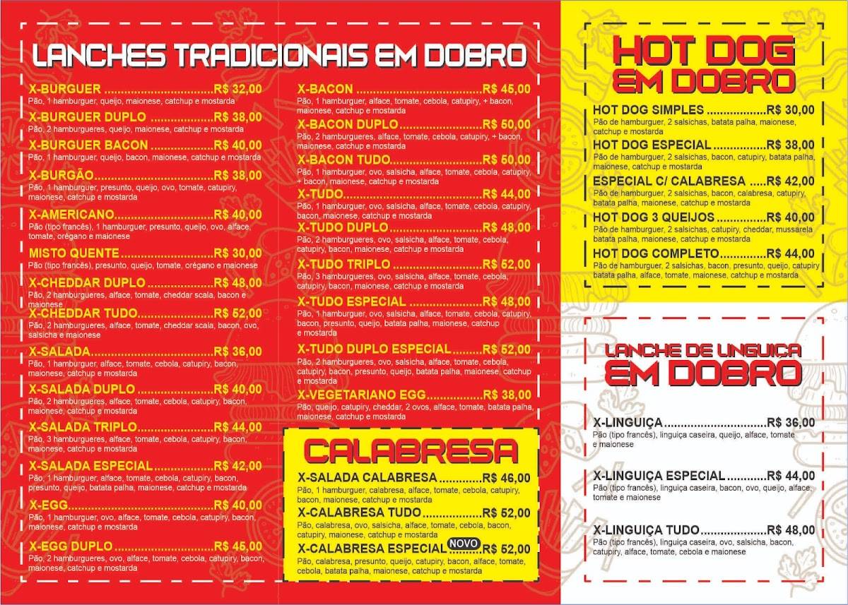 Pap Lanches em Dobro Rua 4 cardápio