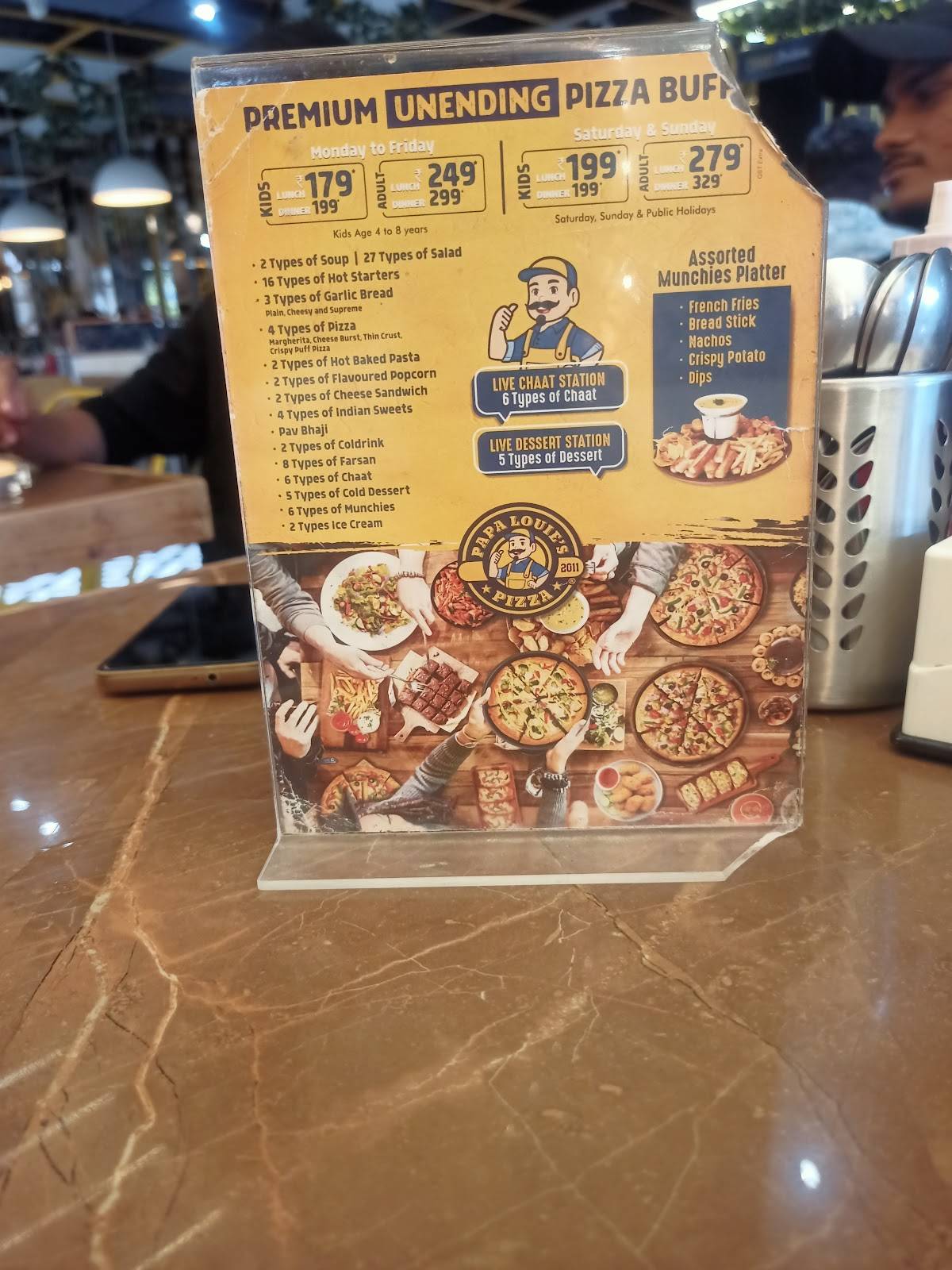 Papa Louie's Pizza menu