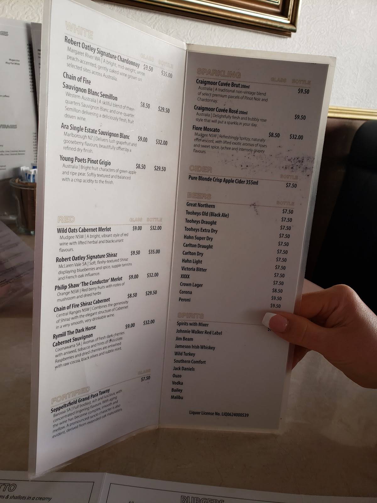 Menu At Paragon Cafe Goulburn