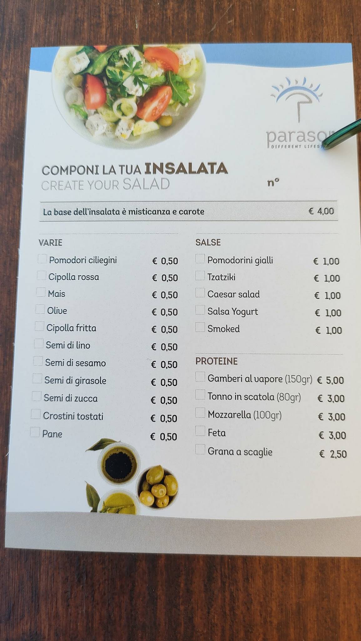 Menu di Parasol 