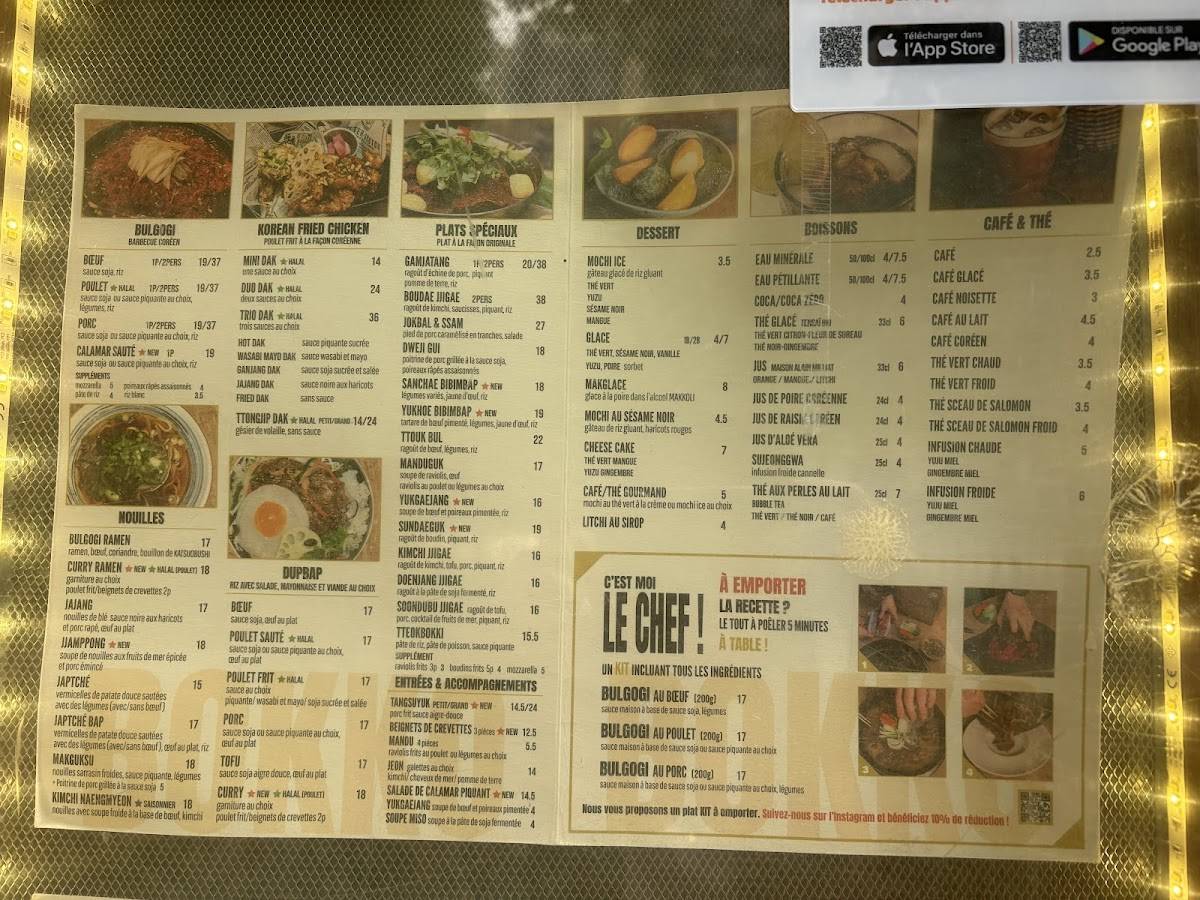 Menu de Restaurant coréen BOKKO