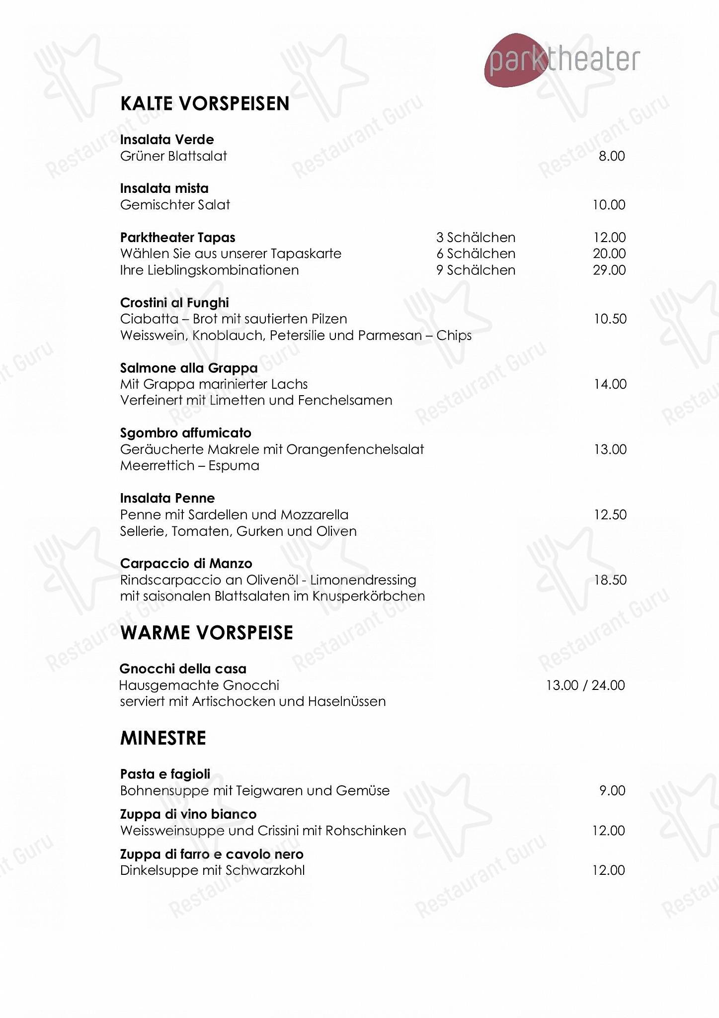 Коктейльная карта per Parktheater Gastro AG ristorante