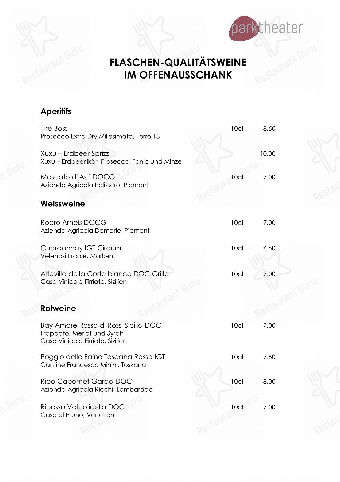 Коктейльная карта per Parktheater Gastro AG ristorante