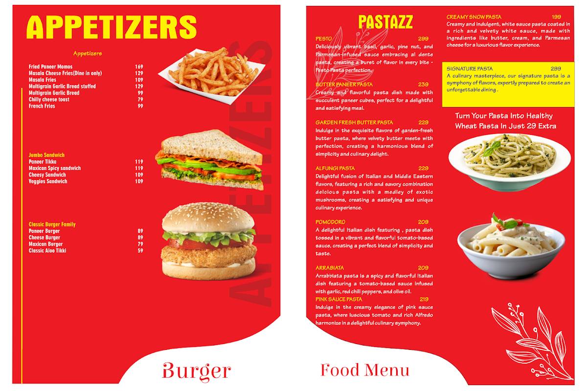 Pastapizzazz menu