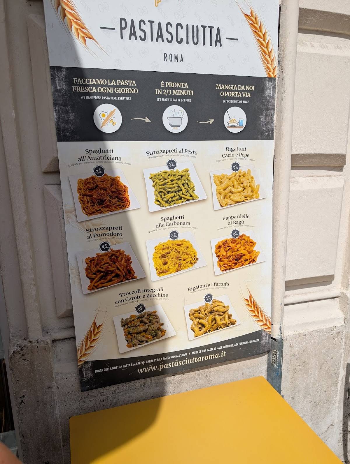 Menu di Pastasciutta 