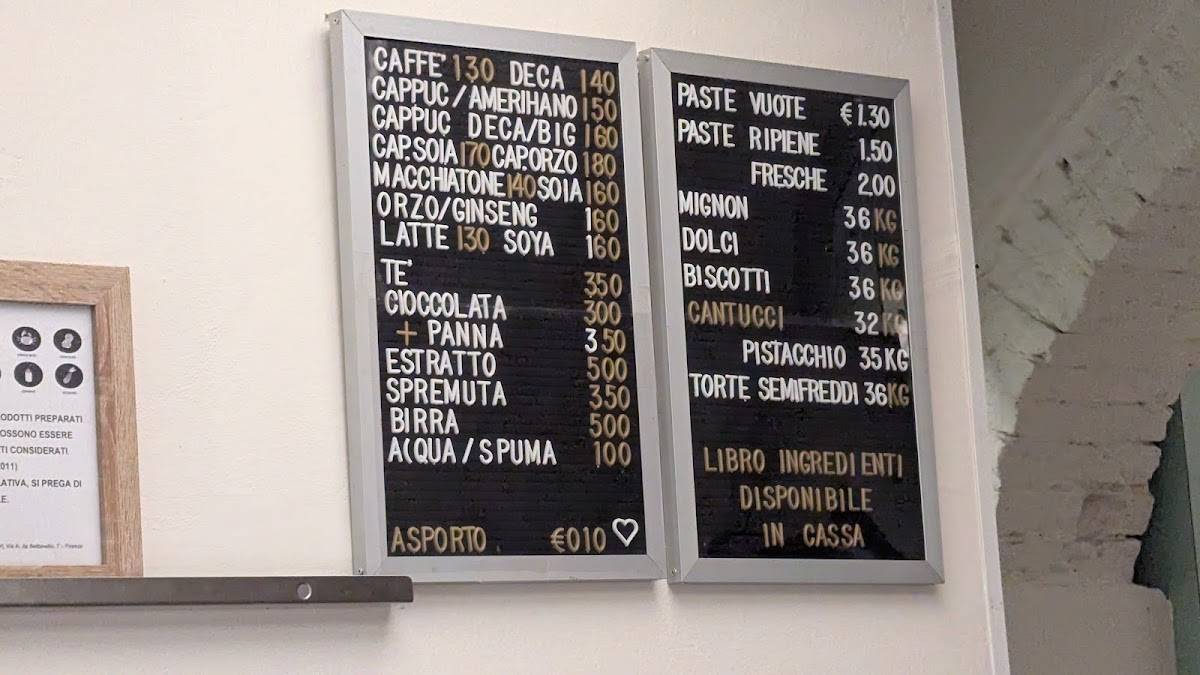 Menu di Pasticceria Buonamici 