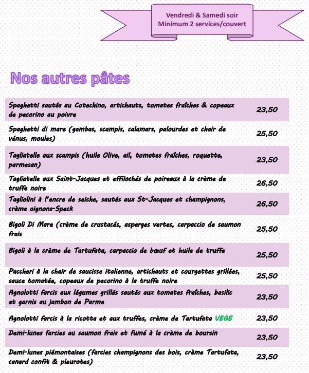 Menu de Pastissimo