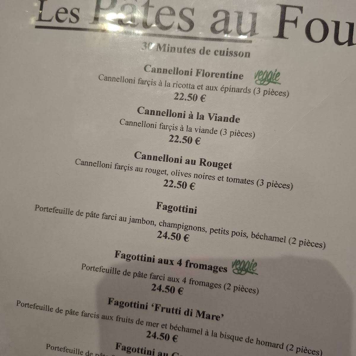 Menu de Pastissimo