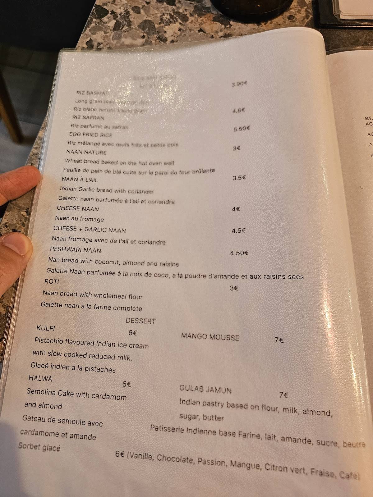 Menu de Patang