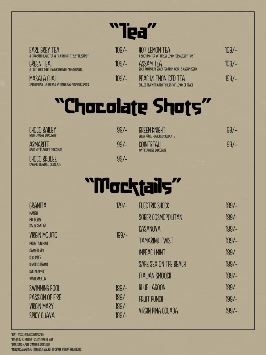 the chocolate room - Patiala menu