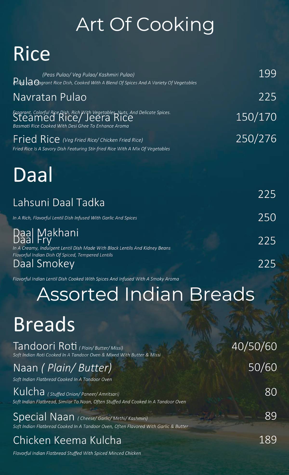 The Food Island menu