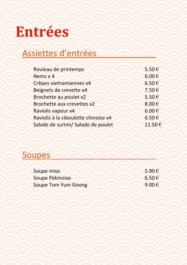Menu de Restaurant 7 Et 7 Pau