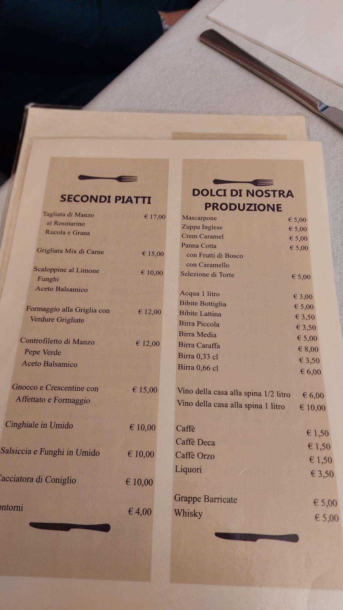 Menu di Ristorante La Staffa 