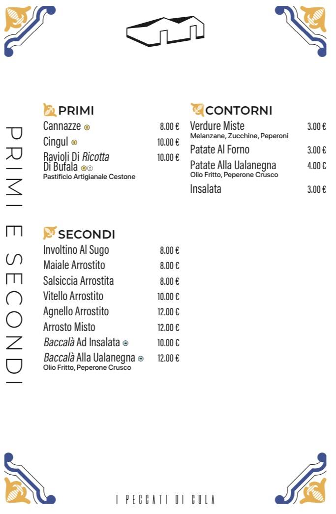 Menu di I Peccati di Cola 
