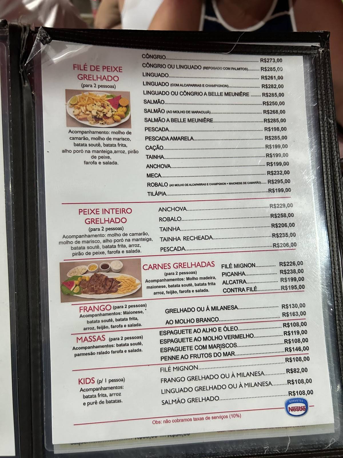 Sombreiro cardápio