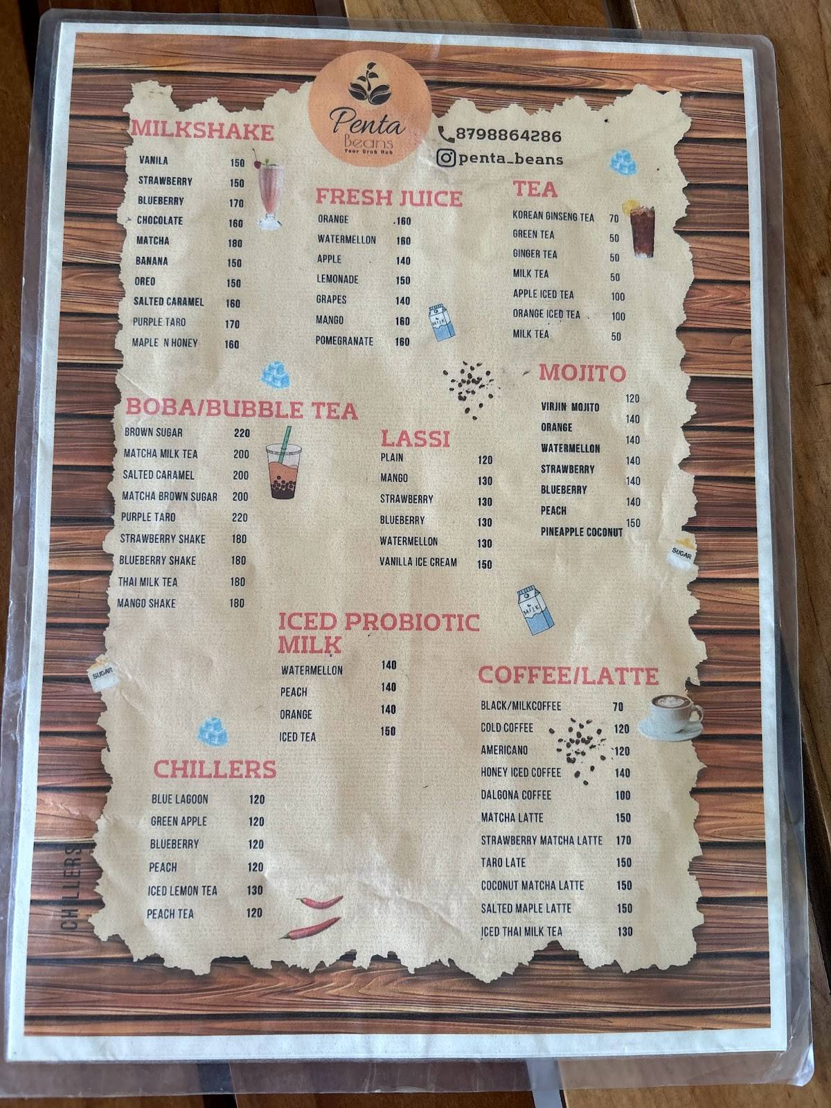Penta Beans menu