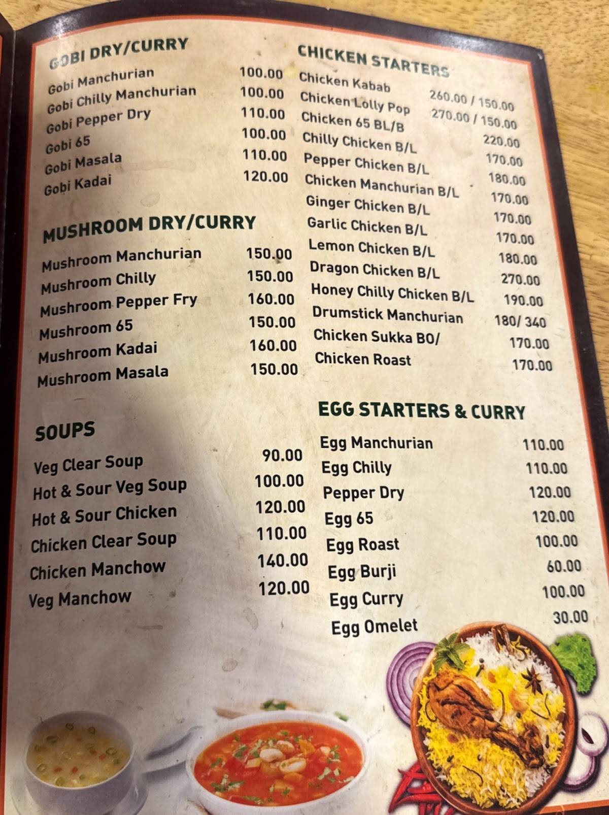 Pepper Leaf Restaurant menu