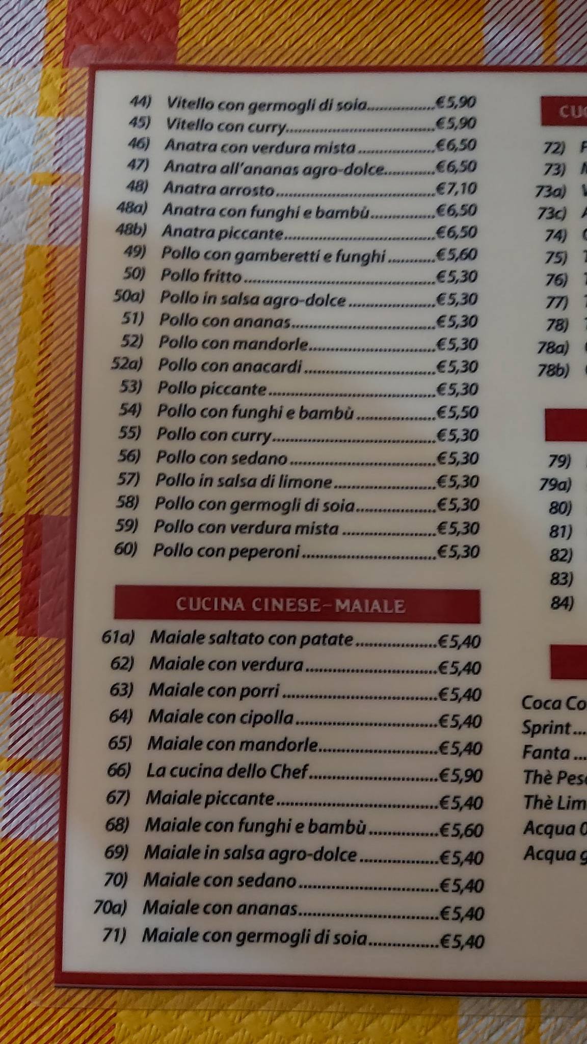 Menu di Perla D'oriente 
