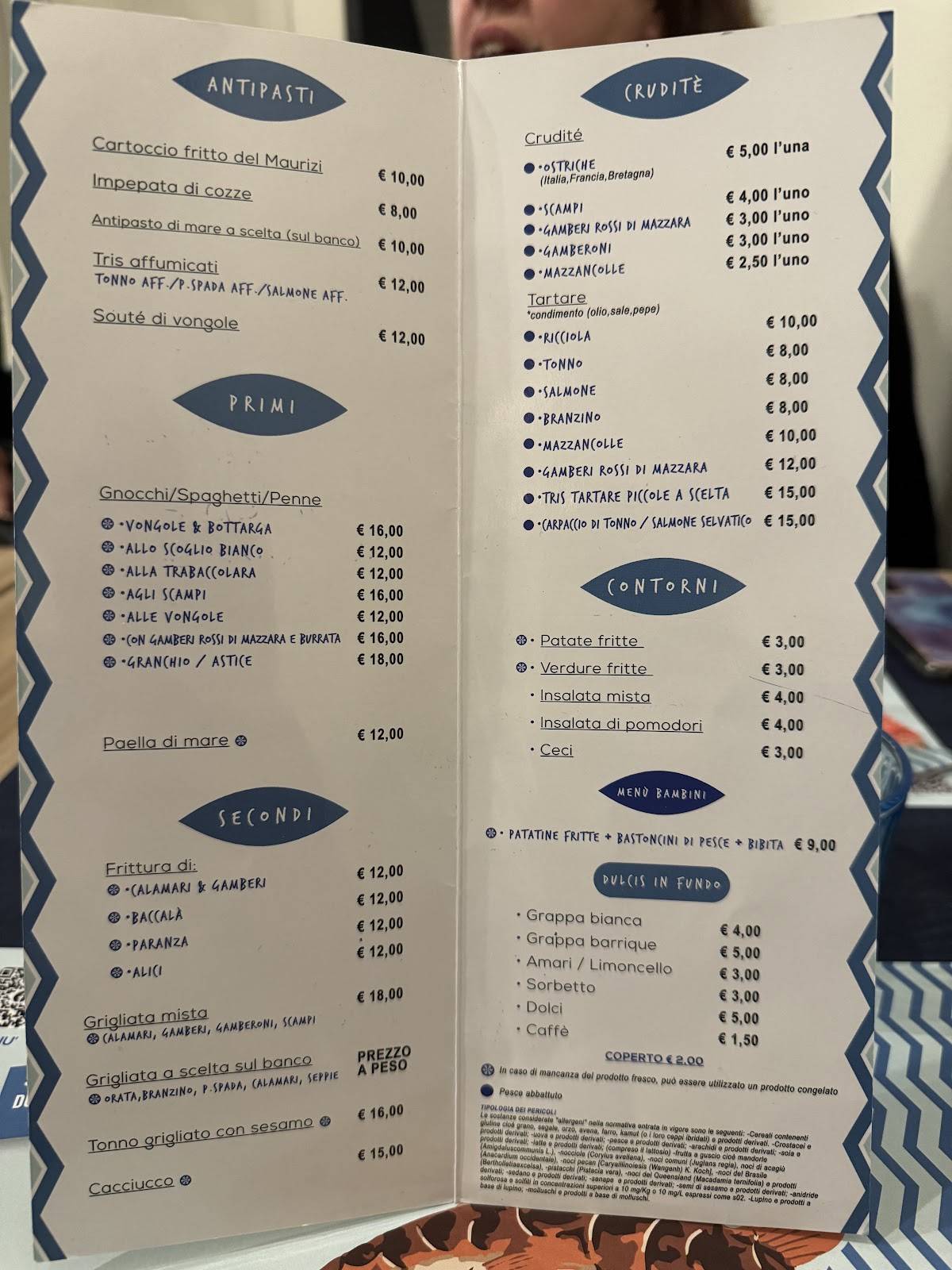 Menu di Pescheria Federico Monsummano Terme 