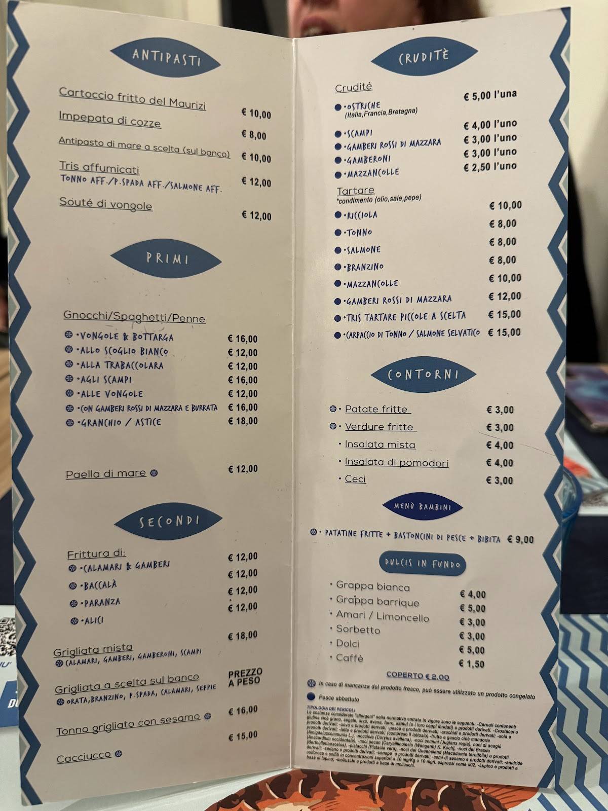 Menu di Pescheria Federico Monsummano Terme 