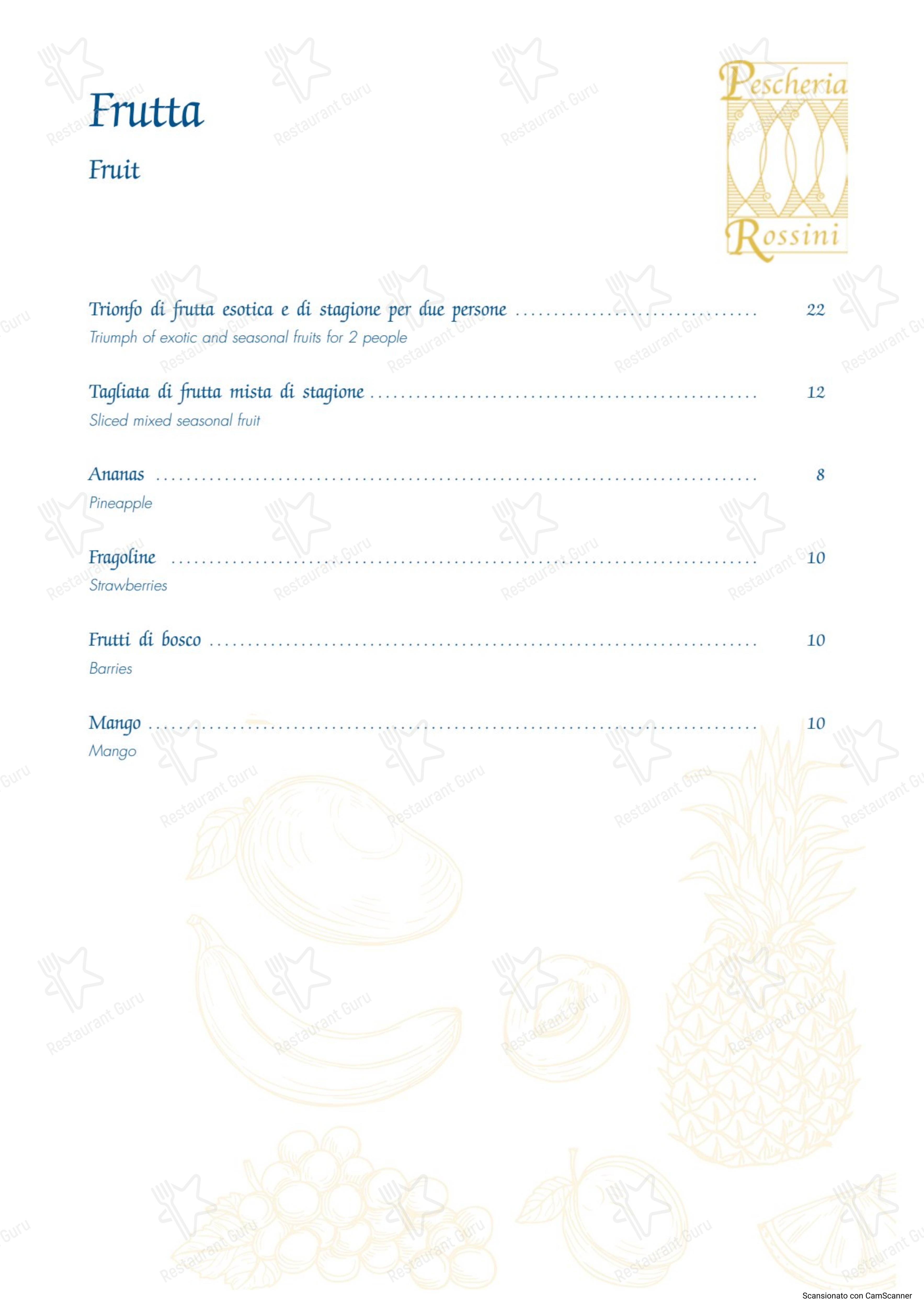 Menu pour Pescheria Rossini restaurant