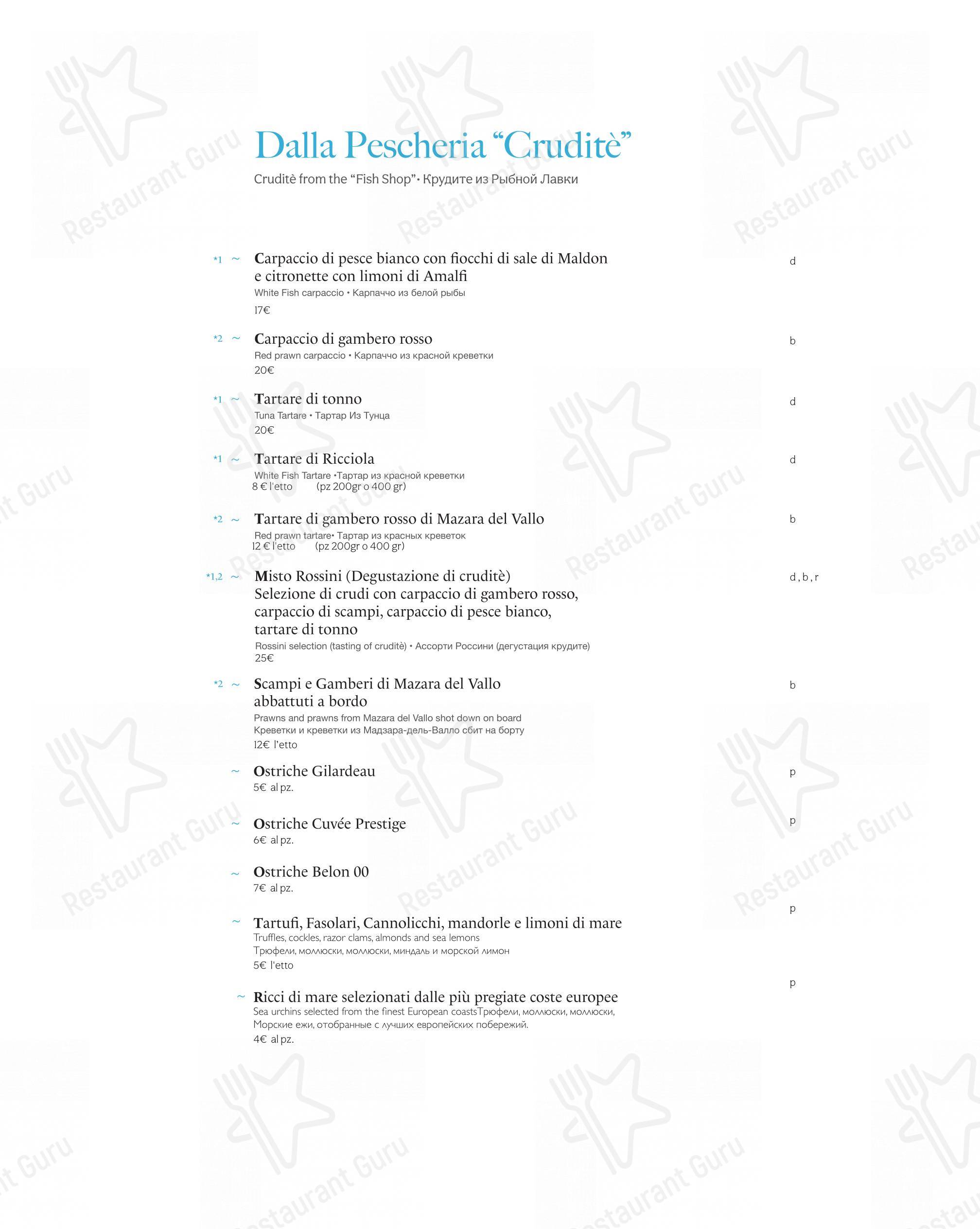 Menu pour Pescheria Rossini - 菜单
