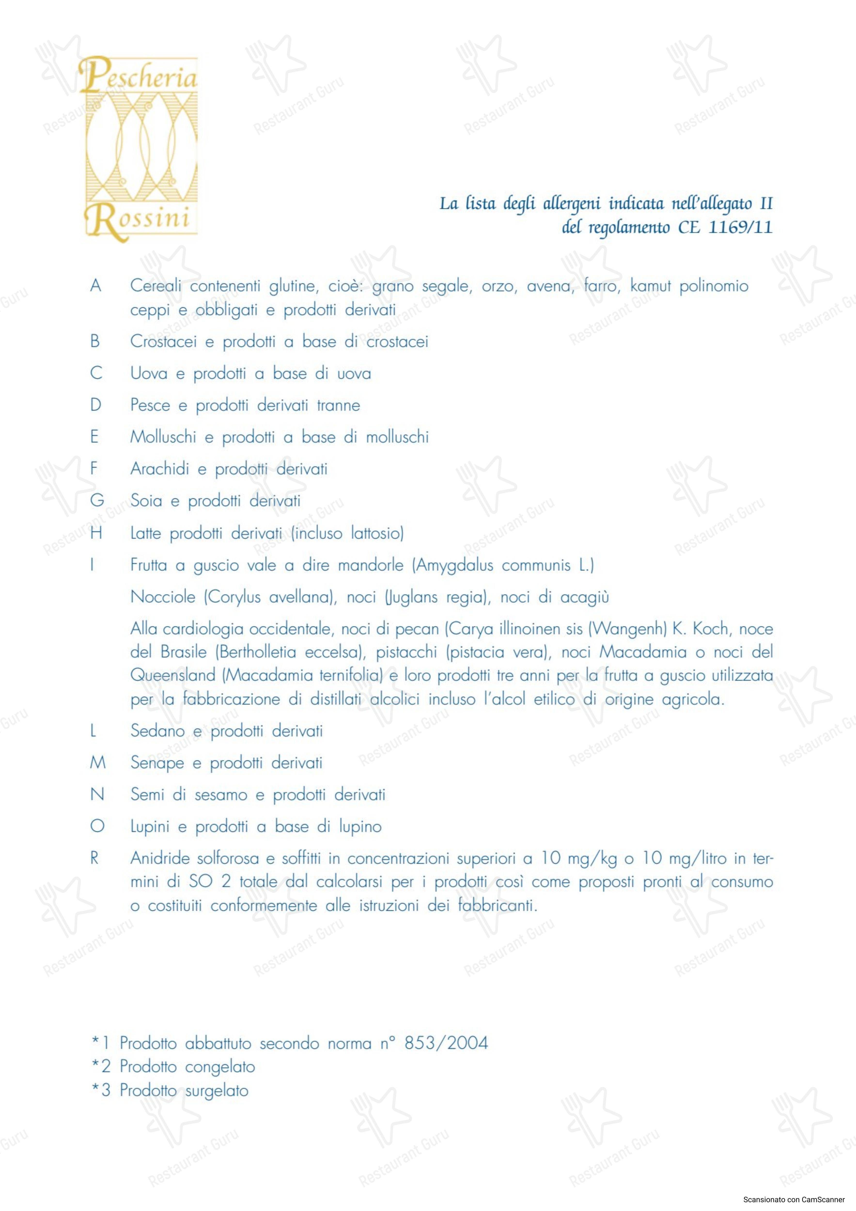 Pescheria Rossini dans Rome - Menu