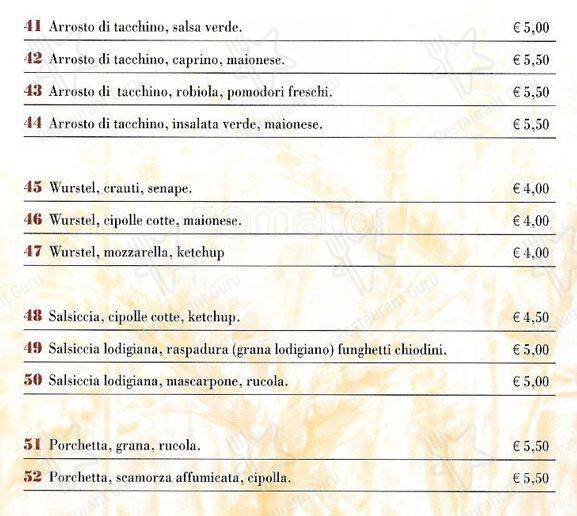 Menu di Piadineria Artigianale Pascoli 