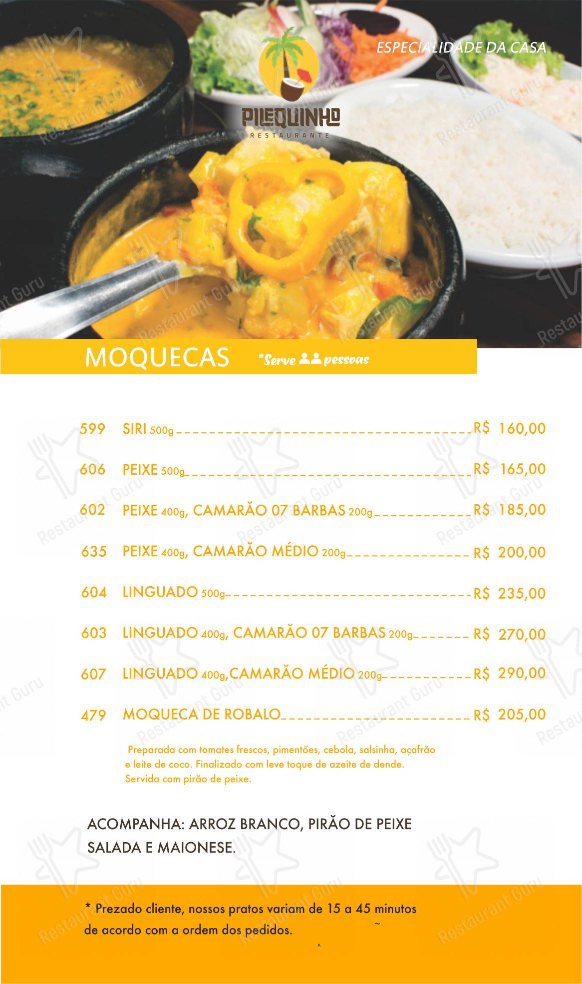 Pilequinho Restaurante em Matinhos - Menu