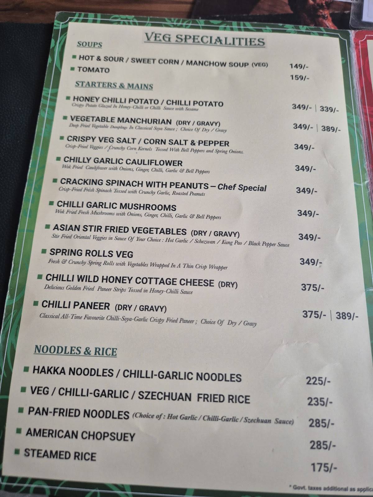 Pind Balluchi menu