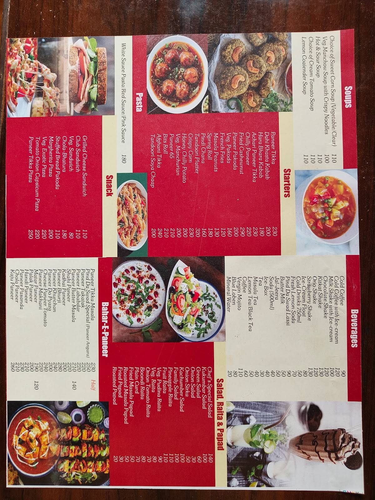 Pind da swad pure veg restaurant menu