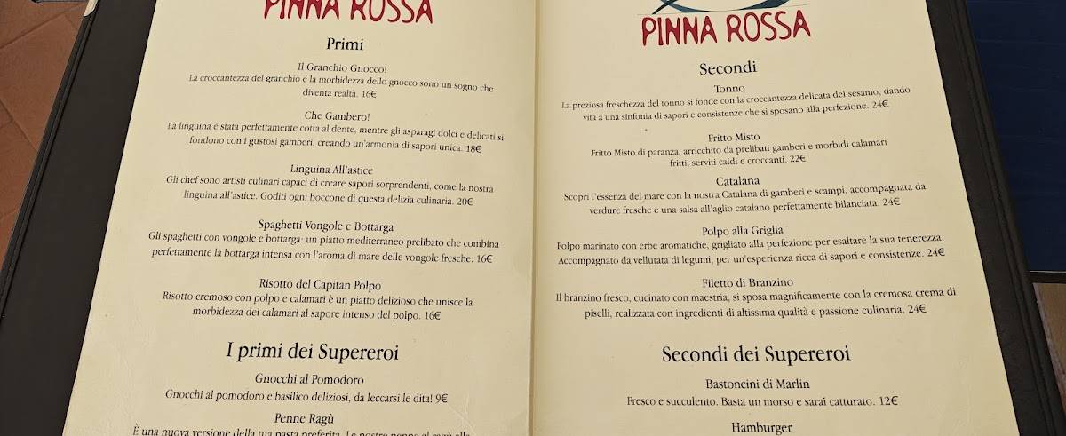 Menu di Pinna Rossa 