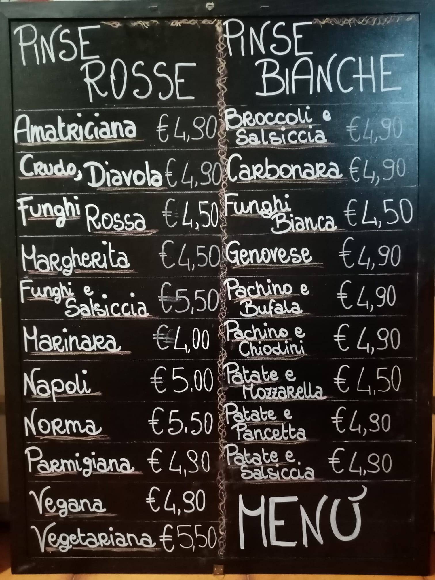 Menu di Pinsa 'Mpò 