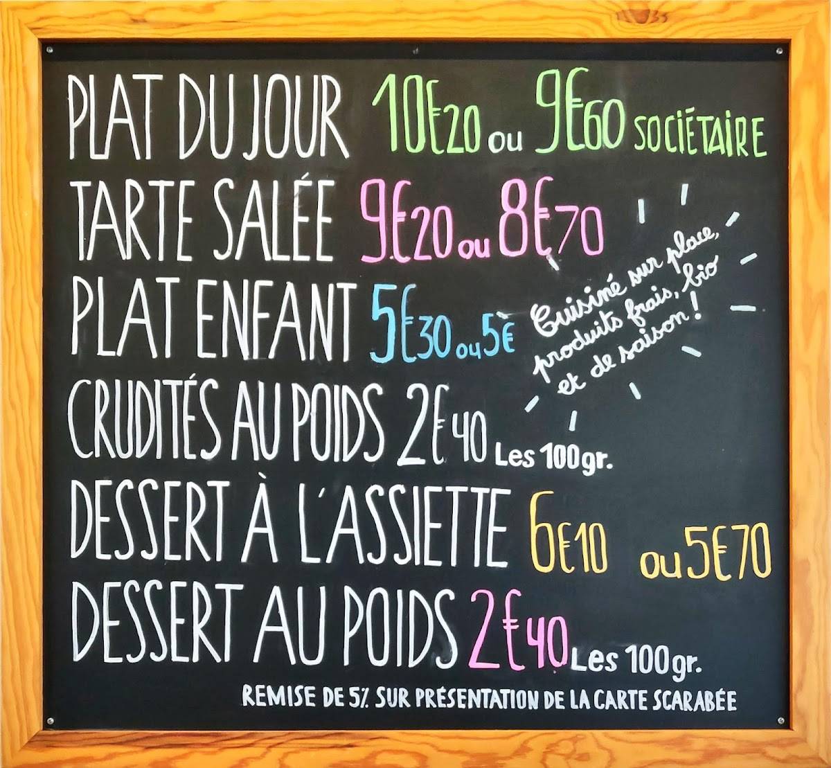 Menu de Pique-Prune Rennes Cleunay