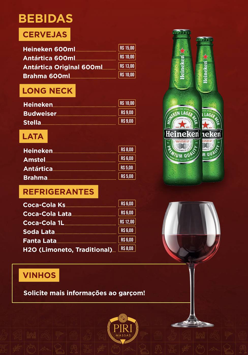 Piri Massas cardápio