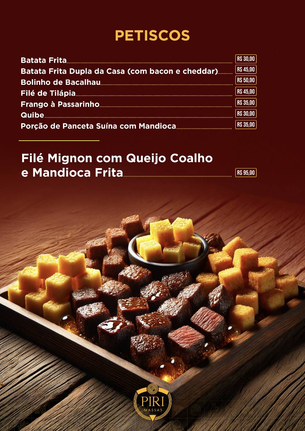 Piri Massas cardápio