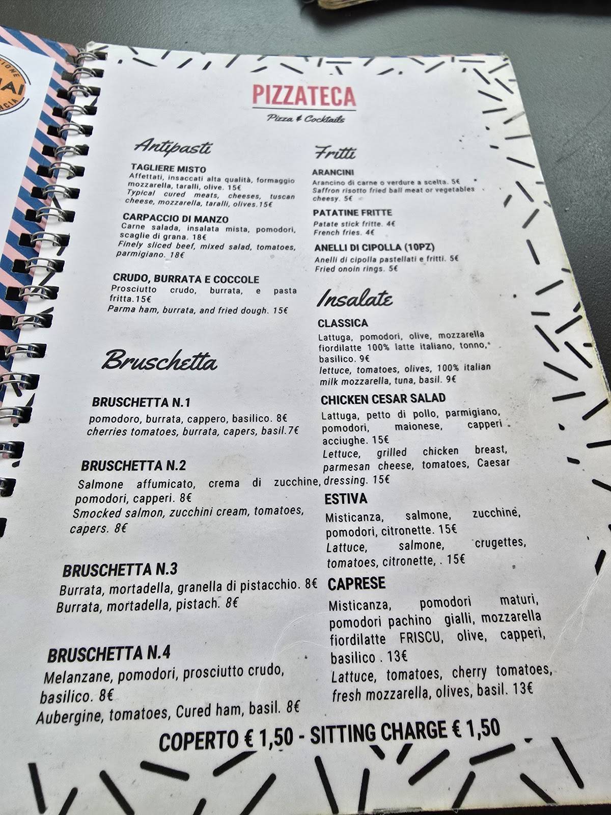 Menu di Pizzateca Pisa - Pizza & Cocktail 