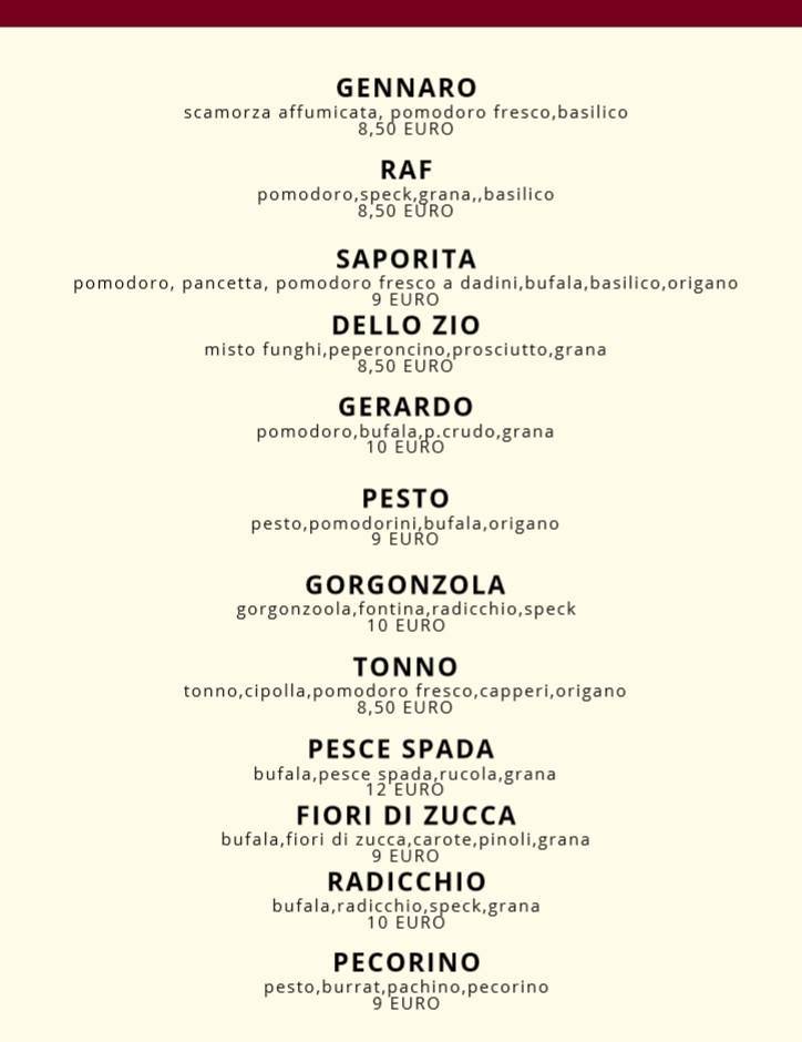 Menu di Pit-Stop Pizzeria Ristorante 