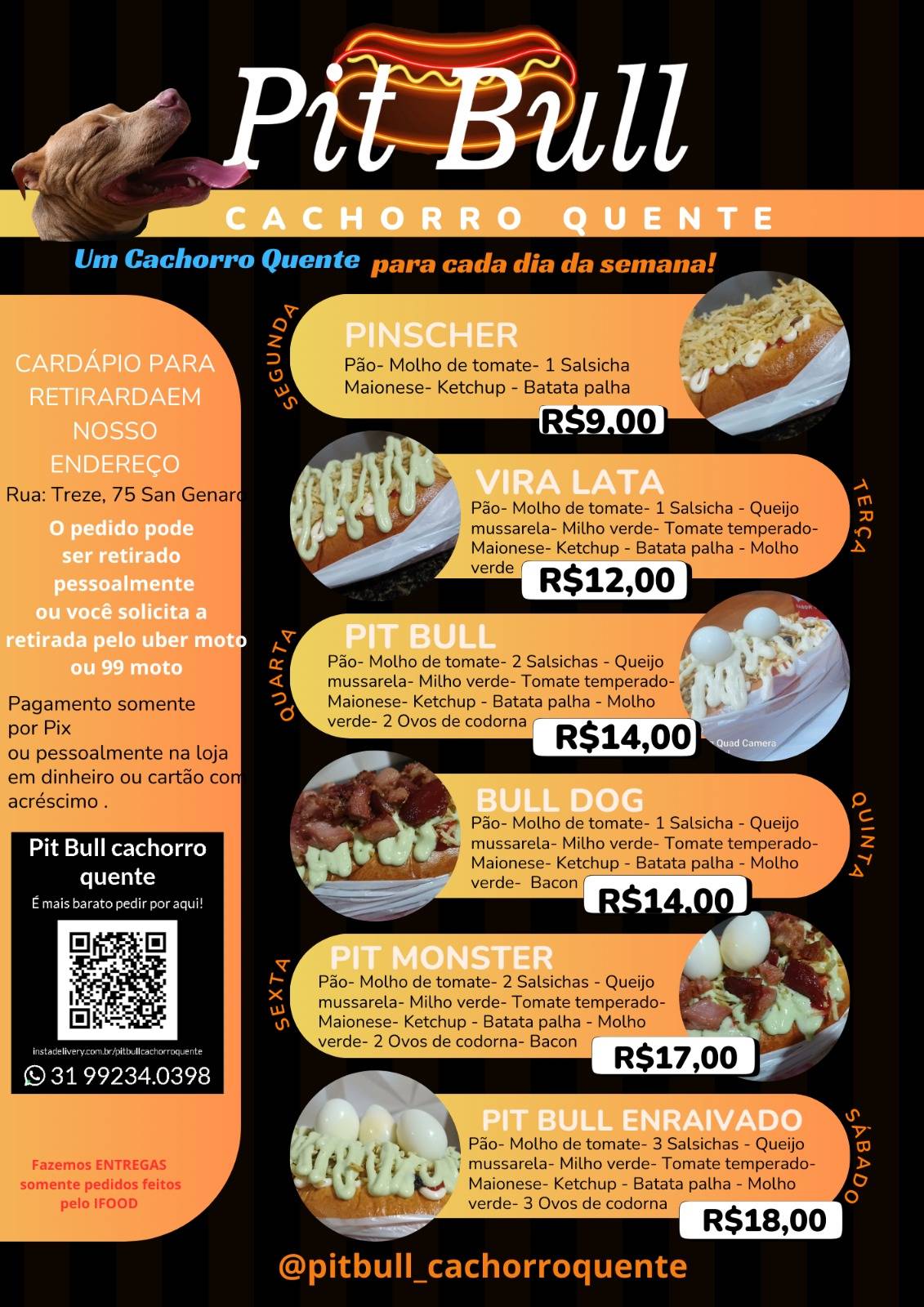 Pitbull Cachorro Quente cardápio
