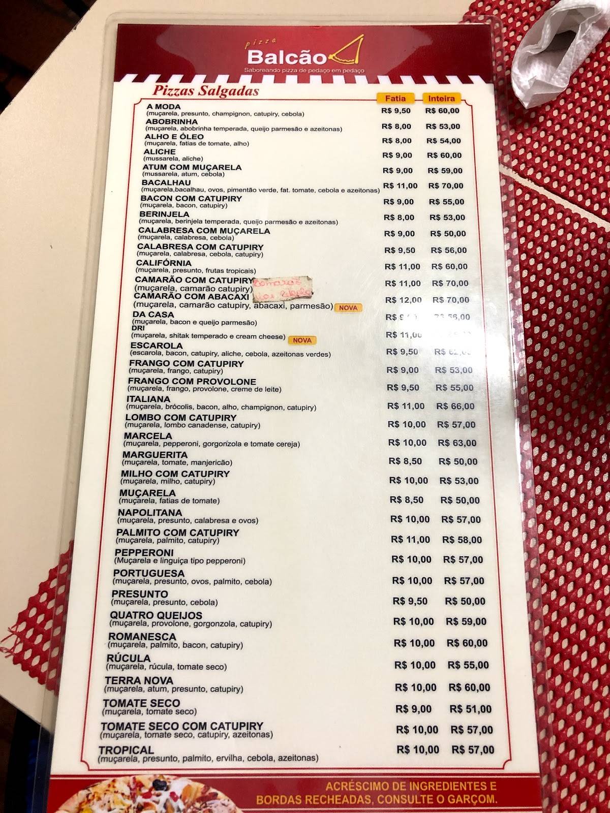 Menu Em Pizza Balc O Restaurante Bauru Rua Marcondes Salgado