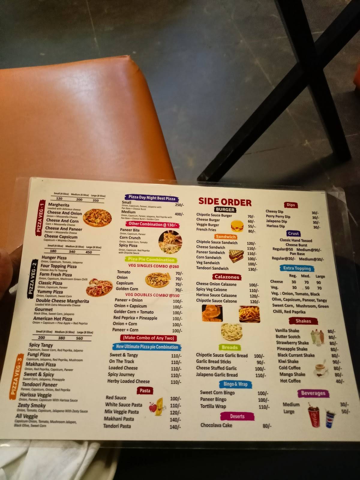Pizza Day Night menu