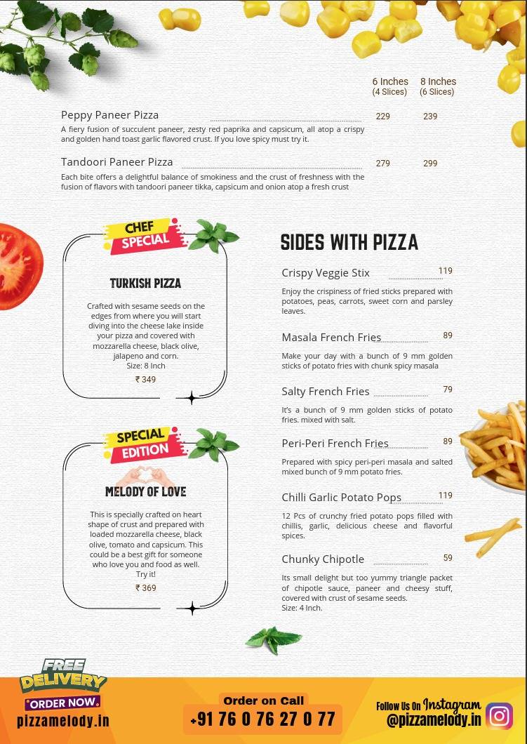 Pizza Melody menu