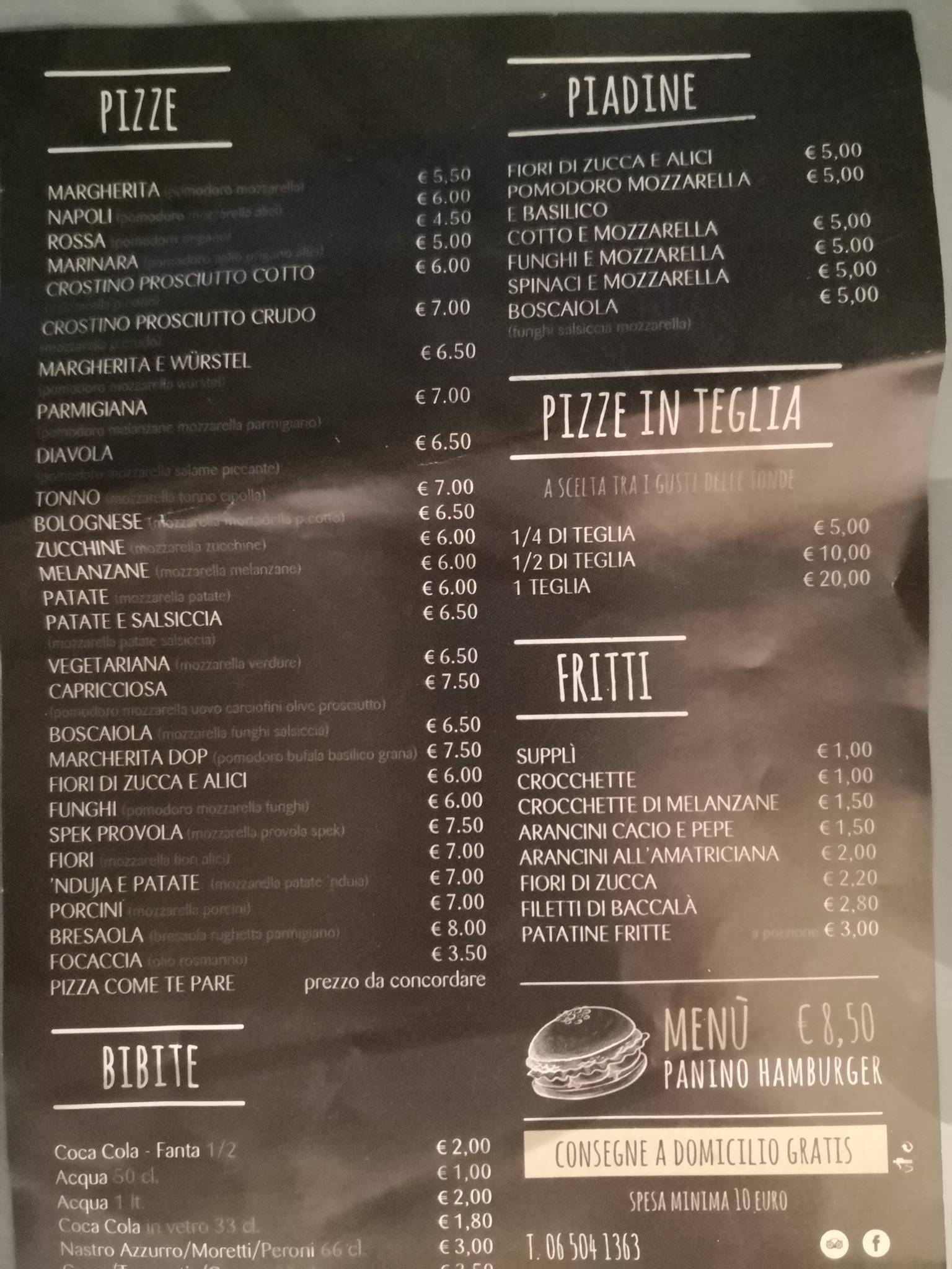 Menu di Pizza Pazza per i Pazzi della Pizza 