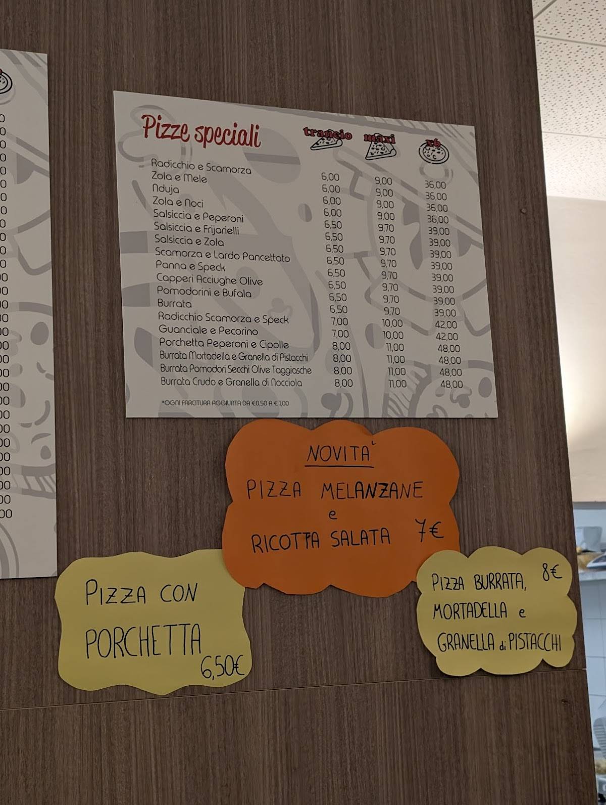 Menu di Pizza Pronta 