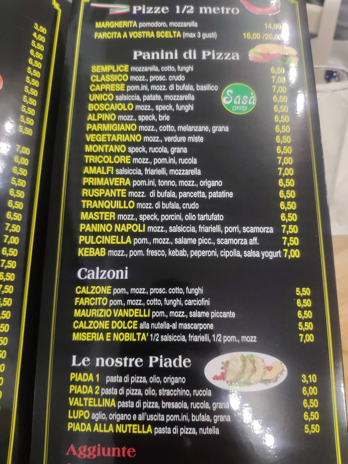Menu di Pizza Sasà 