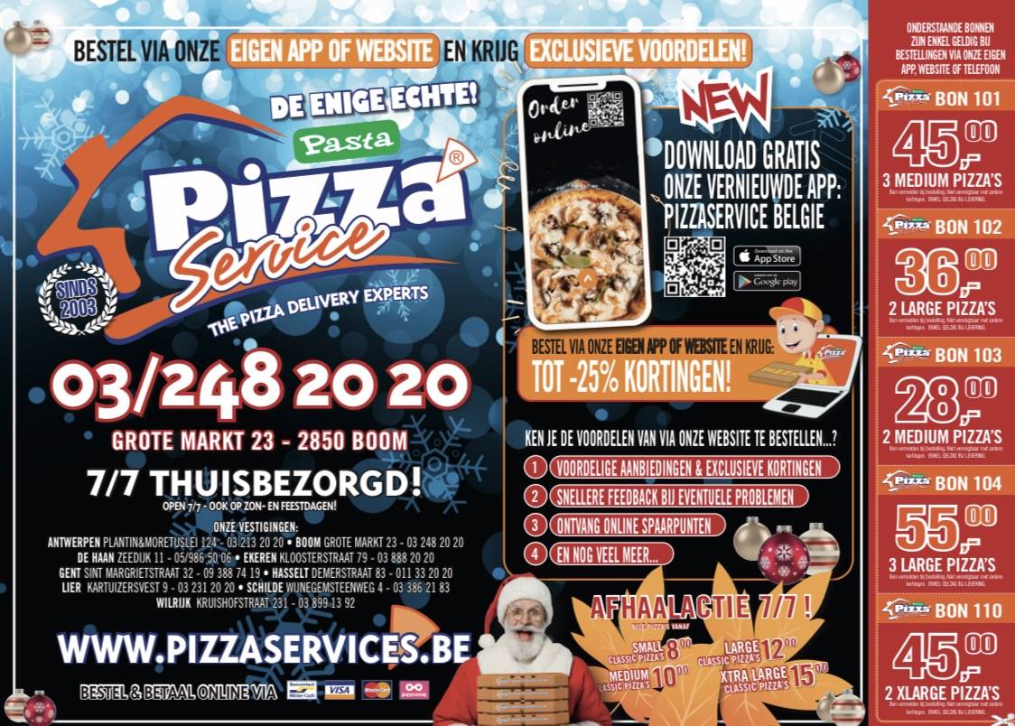 Menu de Pizza Service Boom