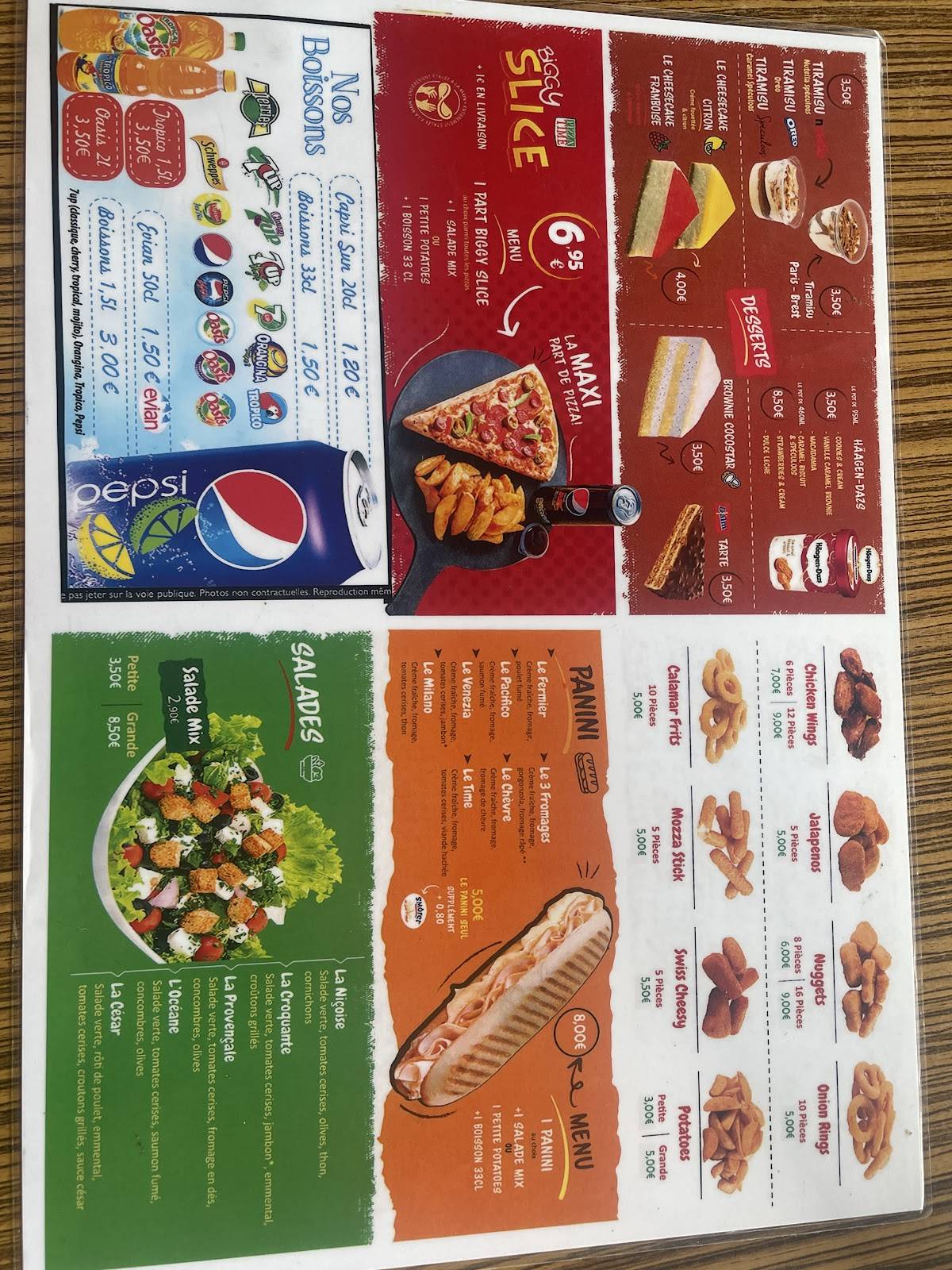 Menu de Pizza Time Perpignan