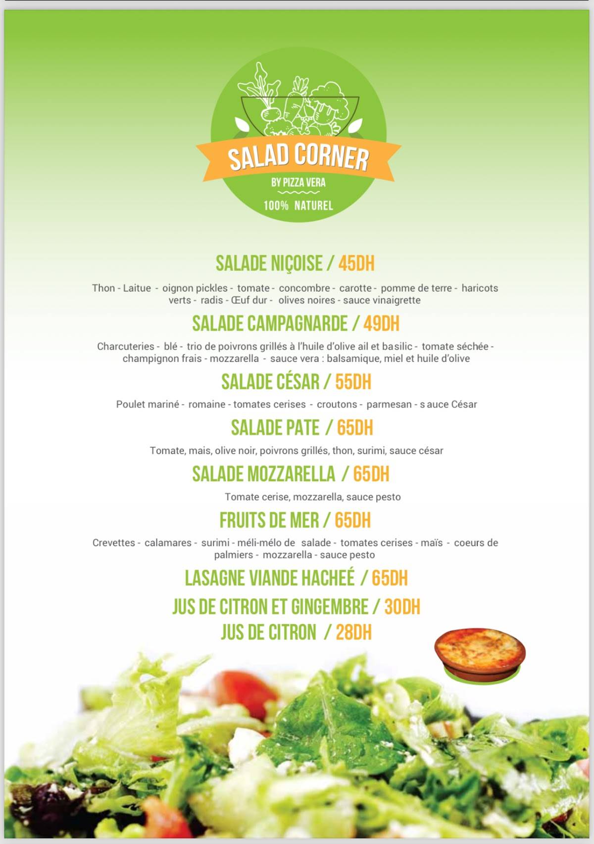 Menu de Pizza Vera