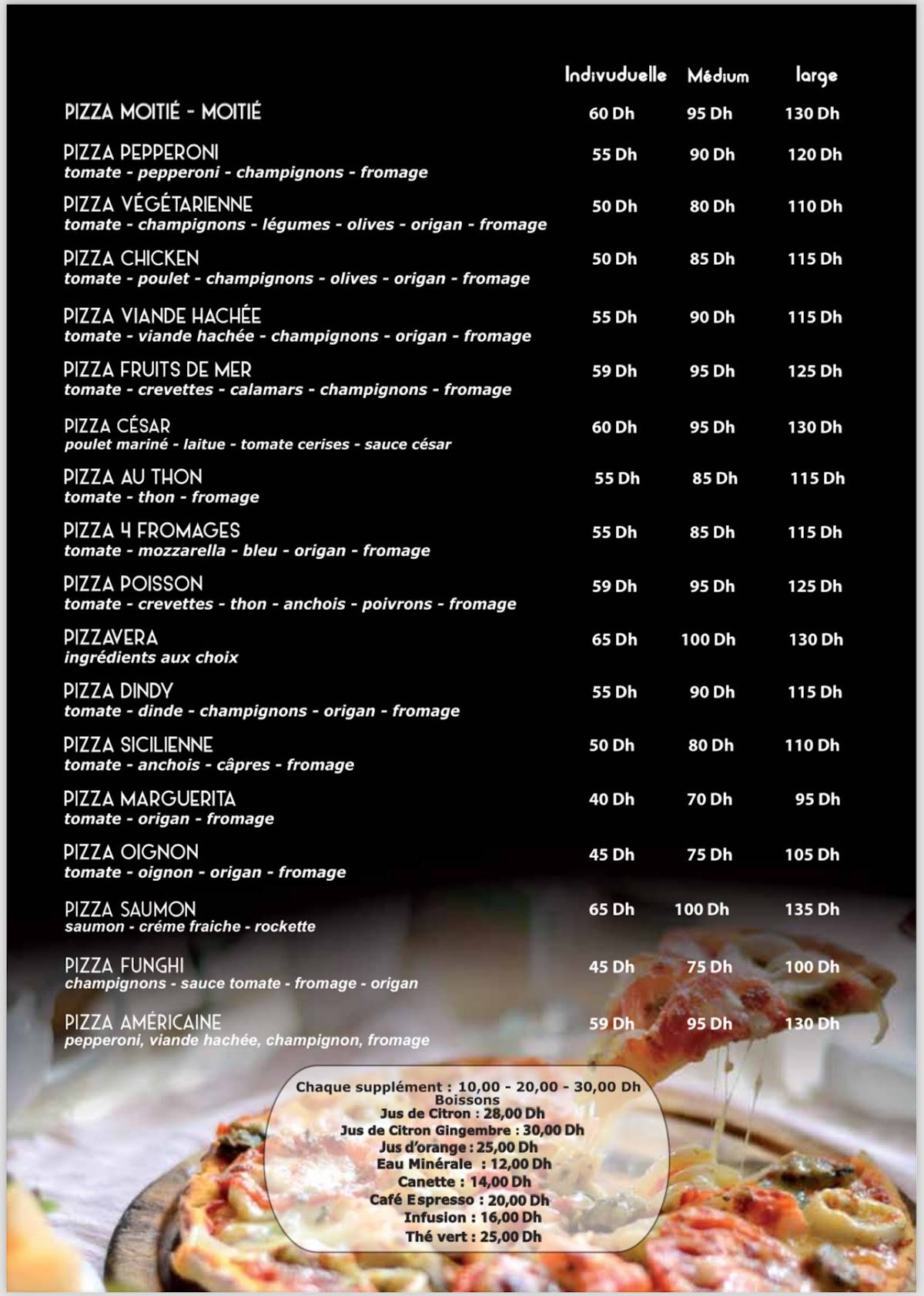 Menu de Pizza Vera