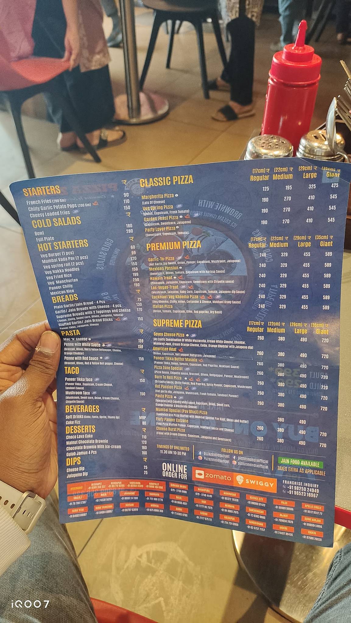 Pizza Zone Begumpet menu